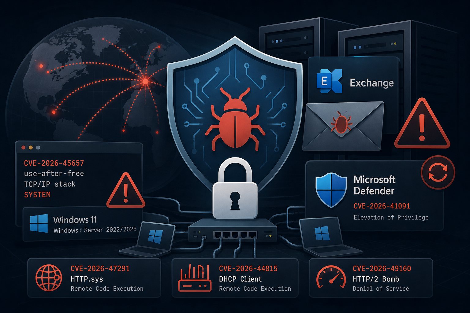 June 2026 Patch Tuesday: Wormable Kernel Bug, Exchange Under Active Attack