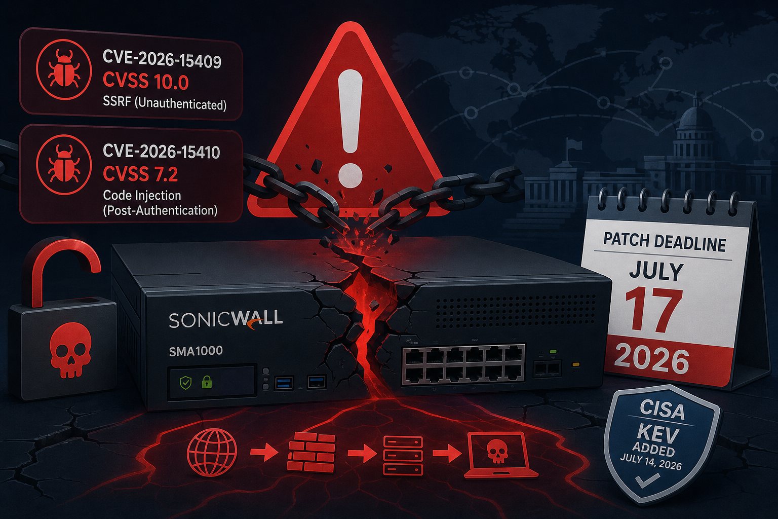 SonicWall SMA1000 Zero-Days: CVSS 10.0 + RCE in Active Exploitation — Patch Before July 17