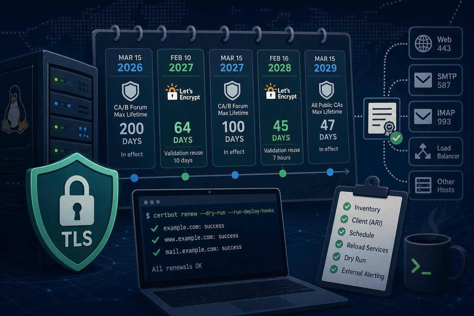 TLS certificates drop to 64 and 100 days in 2027: renewal audit steps